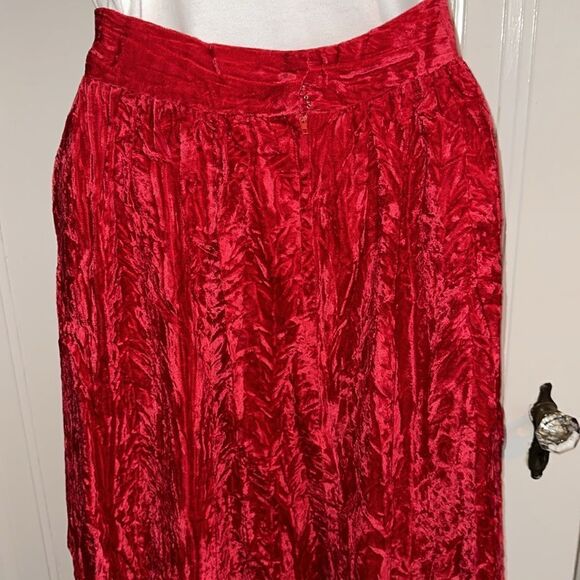 Vintage homemade/handmade crushed red velvet straight maxi skirt - Picture 5 of 8